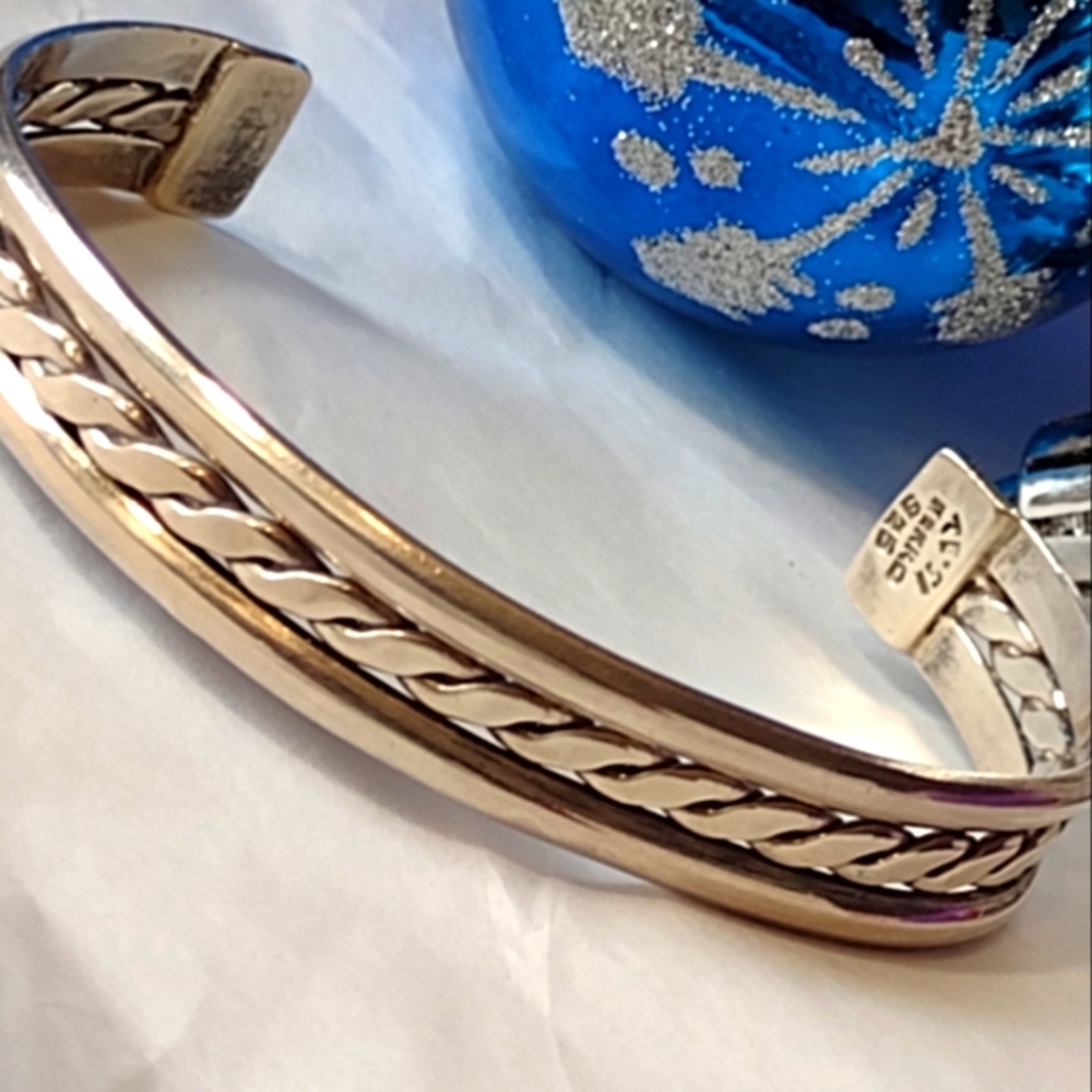 Solid Sterling Braided Bangle Bracelet - image 1